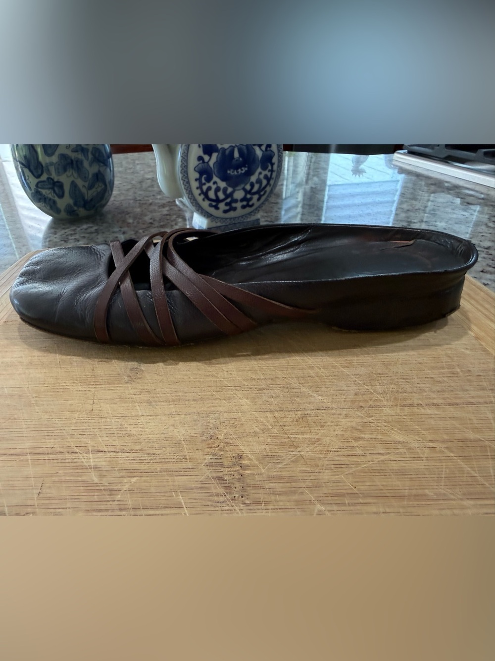 Women's Brown Strappy Leather Mule - Comfortable Slip-On - Picture 9 of 10